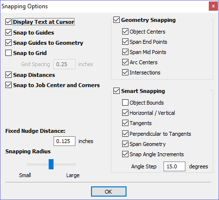 Snapping Options Dialog
